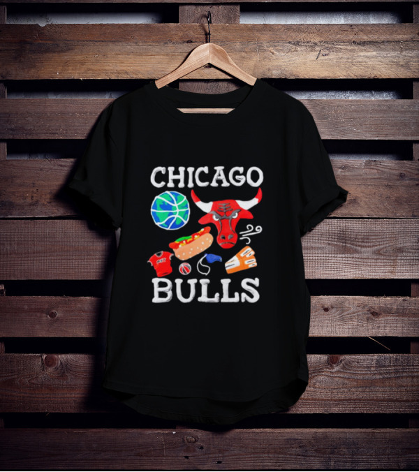 Chicago Bulls NBA Claymation Hot Dog Basketball Jersey Sneaker T-Shirt