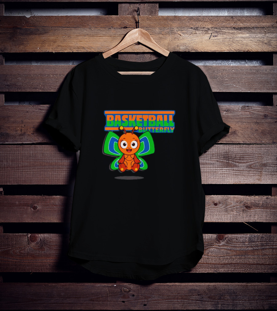 Basketball Butterfly Adorable Cartoon Character With Neon Colors T-Shirt