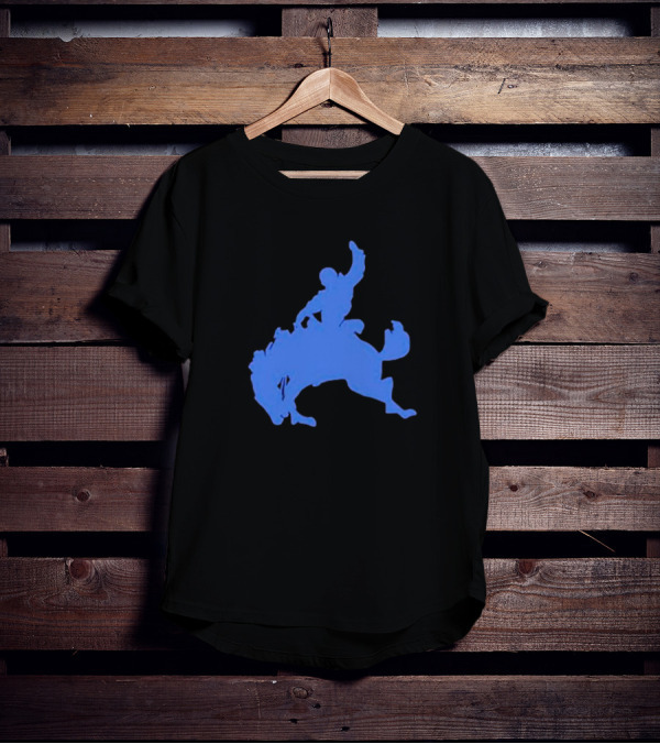 Bucking Bronco Silhouette Blue T-Shirt