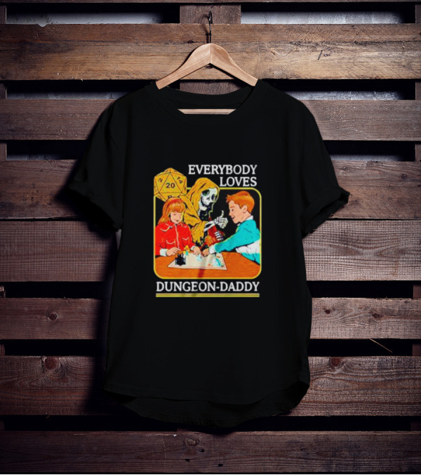 Everybody Loves Dungeon-Daddy Vintage RPG Dice Skeleton Adventure T-Shirt