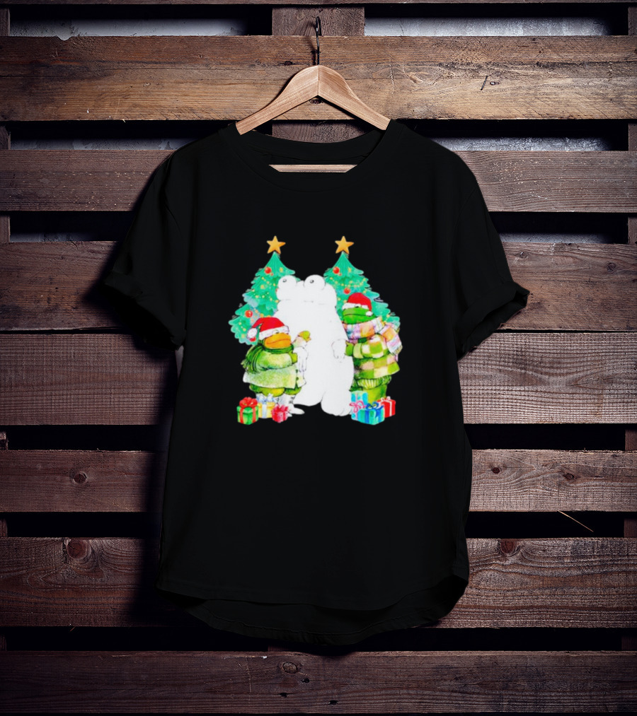 Frog And Toad Christmas Trees Presents Holiday Scene T-Shirt