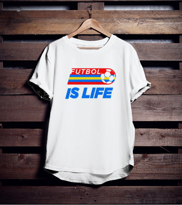 Futbol Is Life Retro Striped Soccer Ball T-Shirt