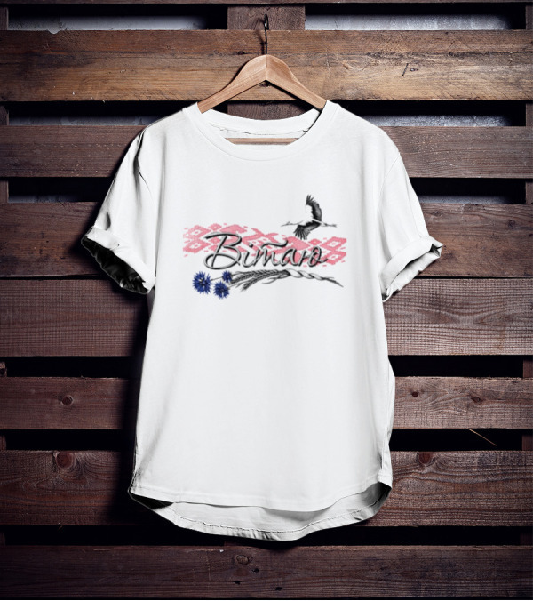 Belarusian Bird With Pink Pattern And Blue Flowers T-Shirt