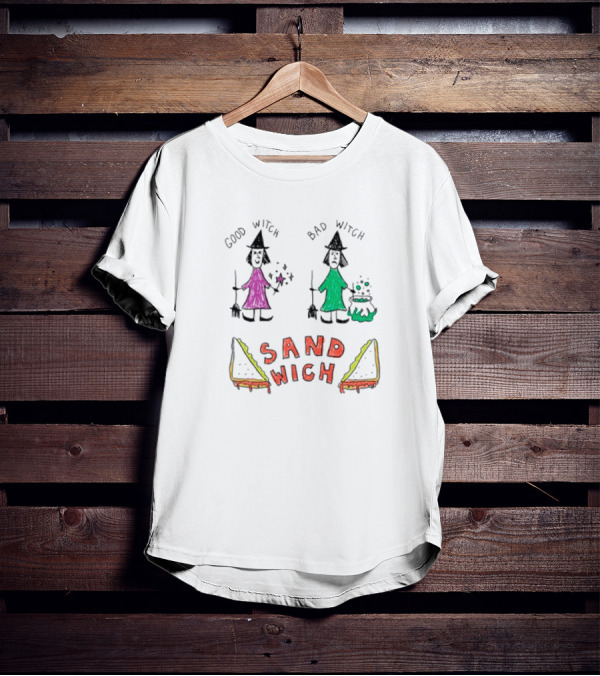 Good Witch Bad Witch Sandwich Funny Witchy Pun T-Shirt