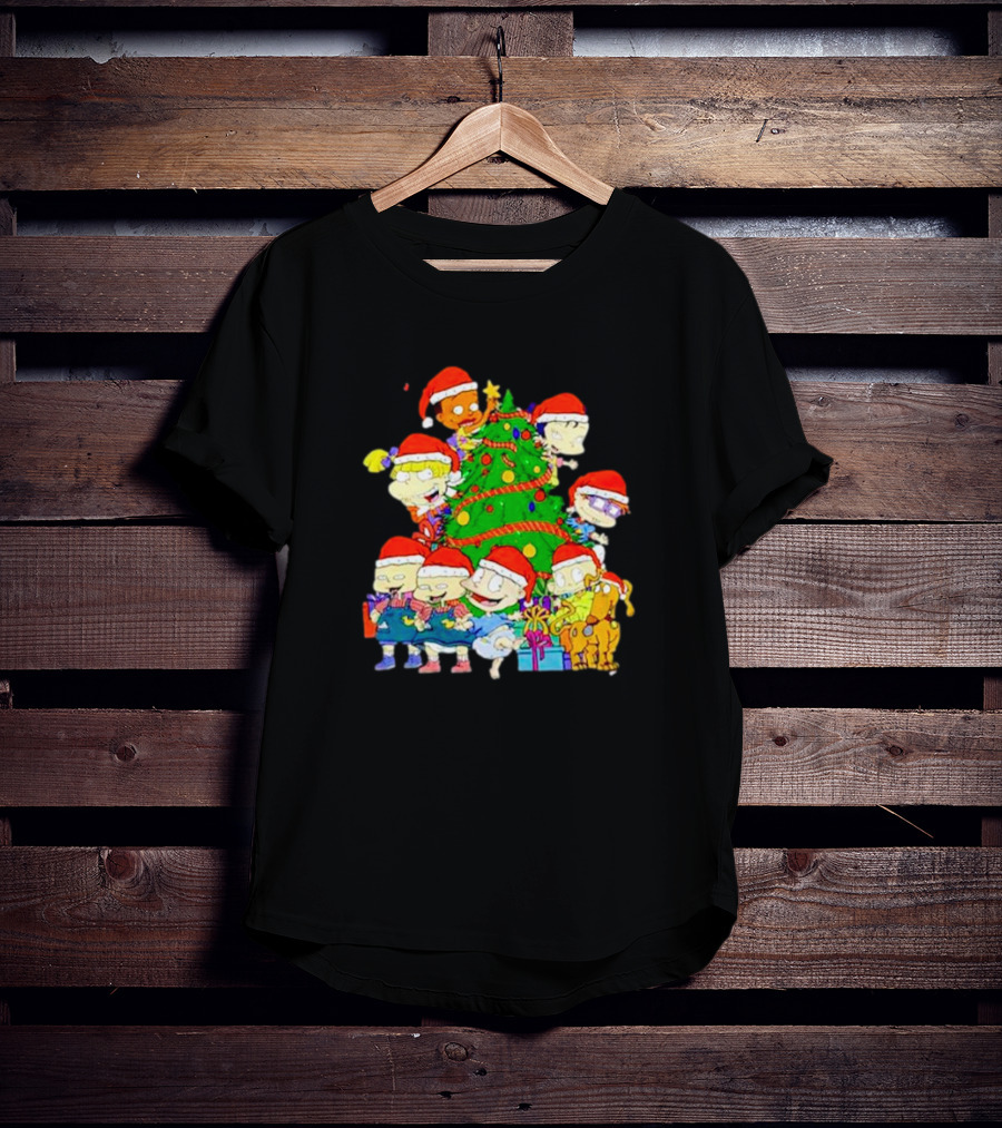 Rugrats Characters In Santa Hats Around Christmas Tree Movie Scene T-Shirt