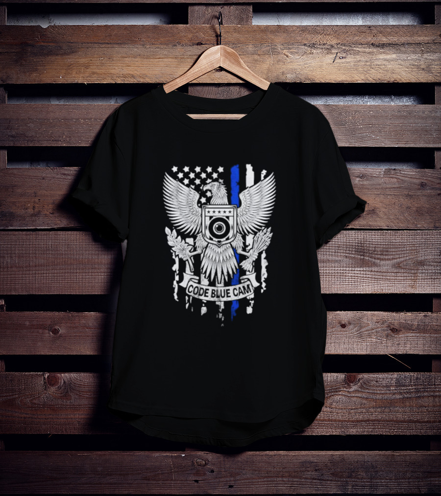 Code Blue Cam Eagle With USA Flag Elements And Thin Blue Line T-Shirt