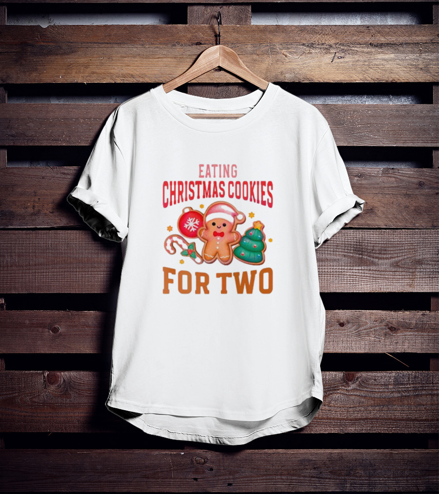 Eating Christmas Cookies For Two Gingerbread Tree Ornaments T-Shirt