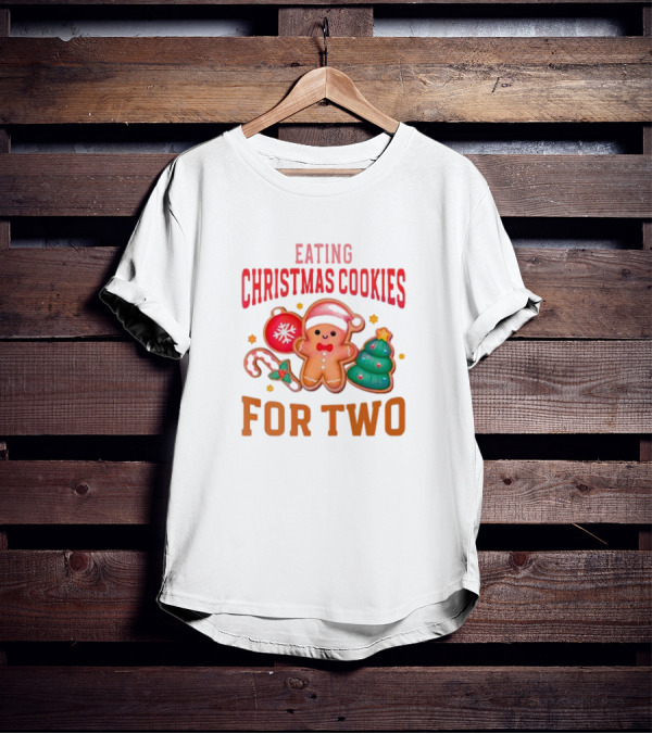 Eating Christmas Cookies For Two Gingerbread Tree Ornaments T-Shirt