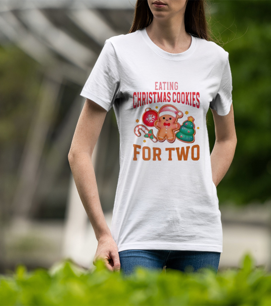 Eating Christmas Cookies For Two Gingerbread Tree Ornaments T-Shirt