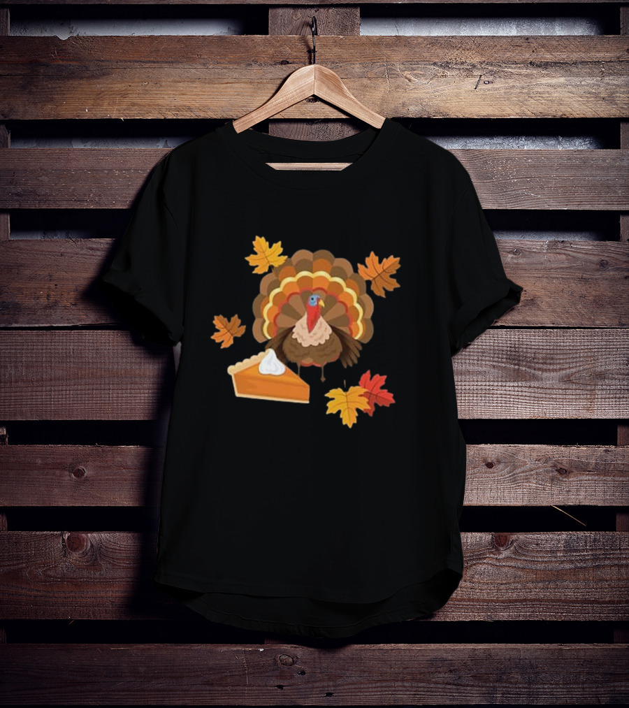 Turkey And Pie With Autumn Leaves T-Shirt