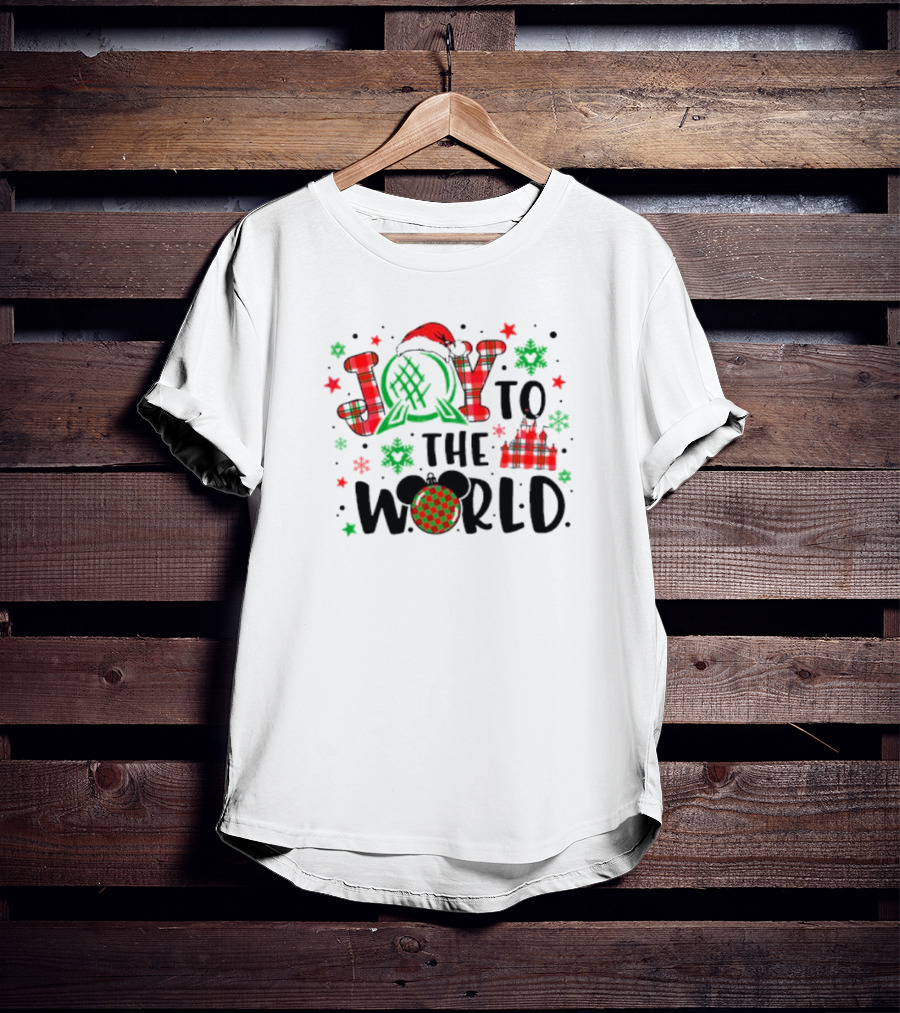 Joy To The World Disney Castle Mickey Epcot Holiday T-Shirt