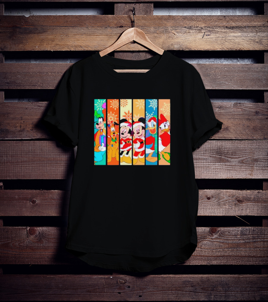 Mickey And Friends Christmas Santa Snowflakes Festive Vibe T-Shirt