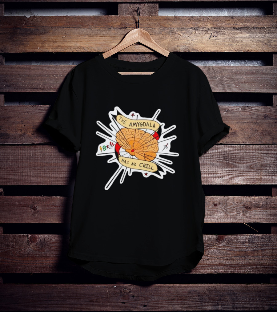 The Amygdala Has No Chill Cartoon Brain With Comic Symbols T-Shirt