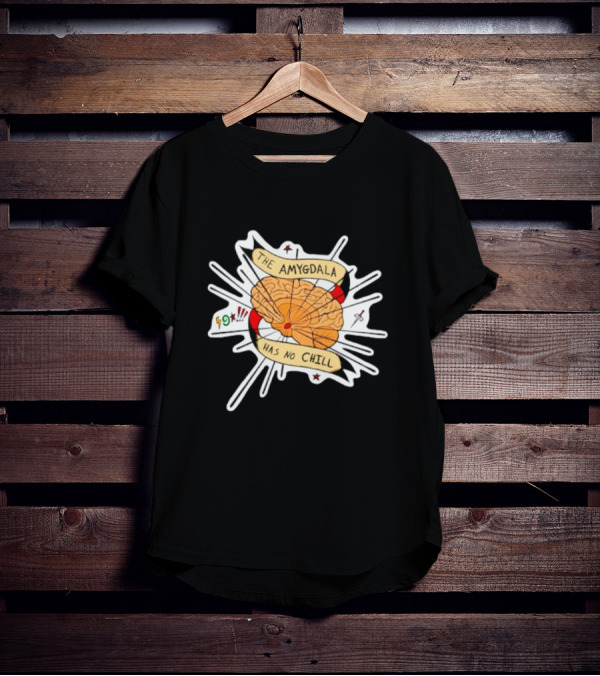 The Amygdala Has No Chill Cartoon Brain With Comic Symbols T-Shirt
