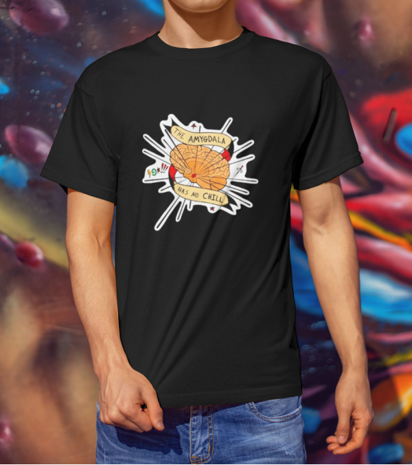 The Amygdala Has No Chill Cartoon Brain With Comic Symbols T-Shirt