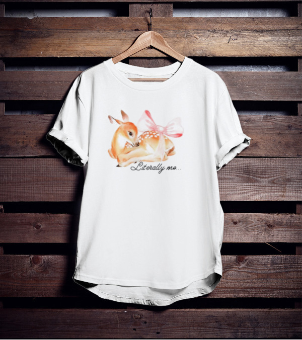 Coquette Fawn With Red Bow Literally Me T-Shirt