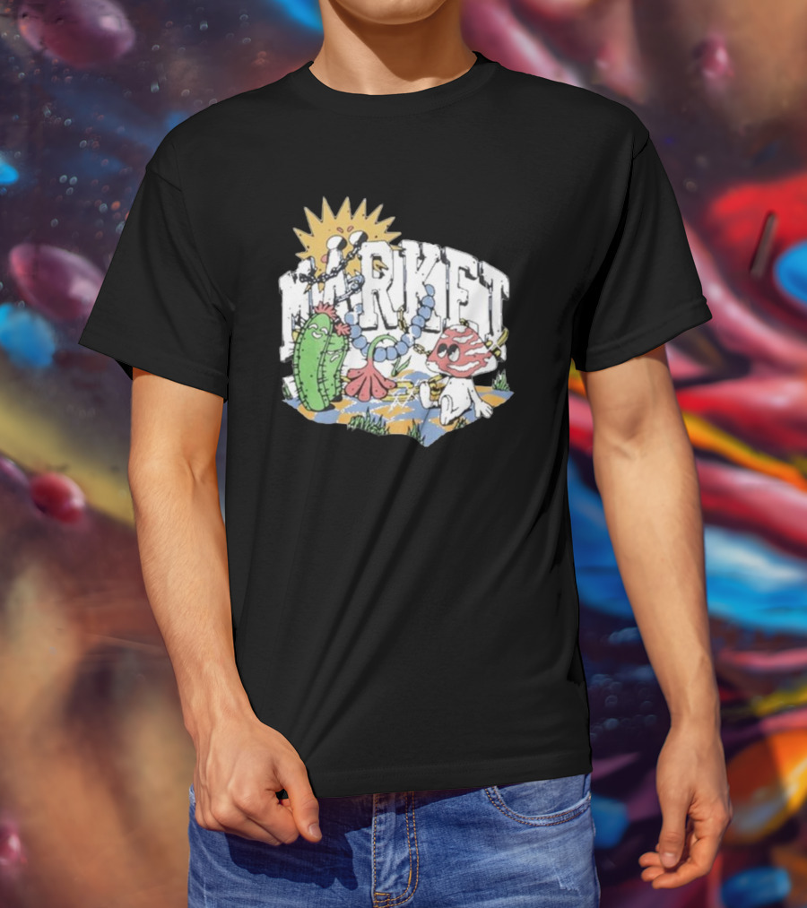 Market Fantasy Farm Mushroom Cactus Sunburst T-Shirt