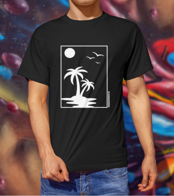 Not Enough Nelsons Lahaina Strong Palm Trees And Birds Scene T-Shirt