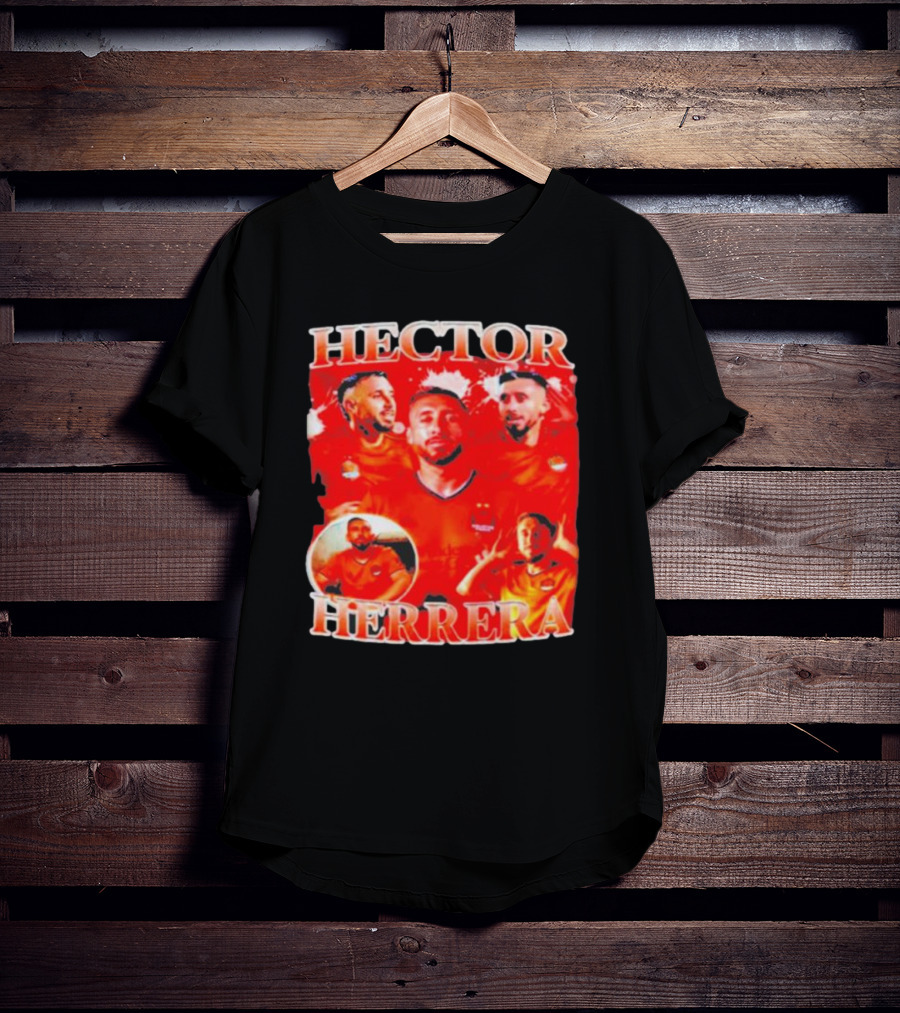 HECTOR HERRERA Red Bootleg Style Portrait Montage T-Shirt