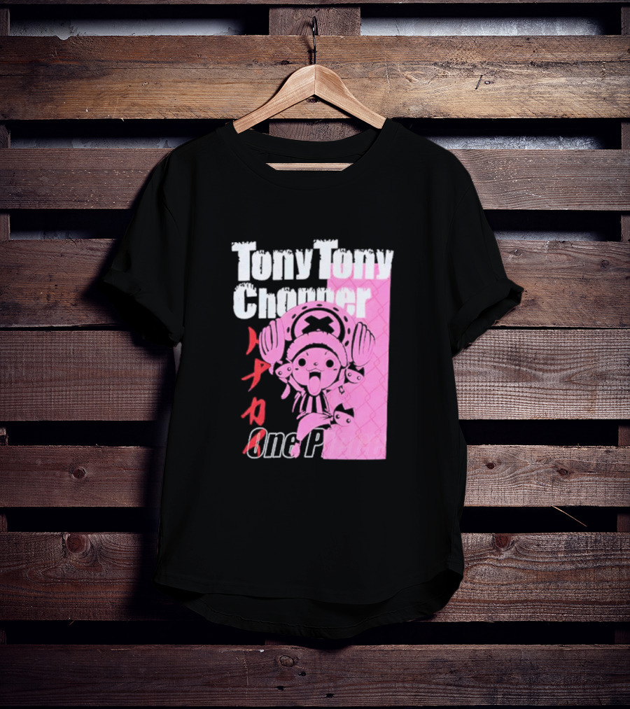 Tony Tony Chopper One Piece Pink Tonal Japanese Text T-Shirt