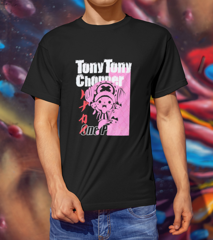Tony Tony Chopper One Piece Pink Tonal Japanese Text T-Shirt