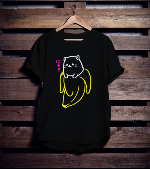 Bananya Crunchyroll Neon Cat Banana Nyanko T-Shirt