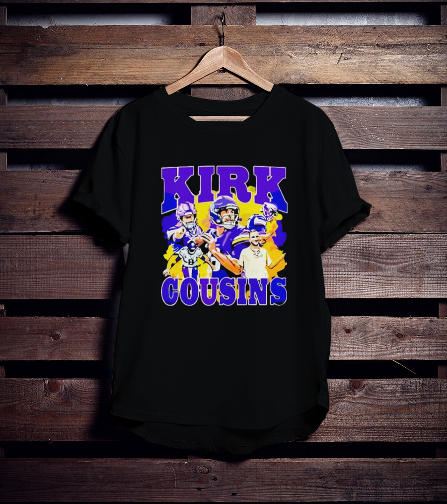 Kirk Cousins Vikings Football Player Collage Purple And Yellow T-Shirt