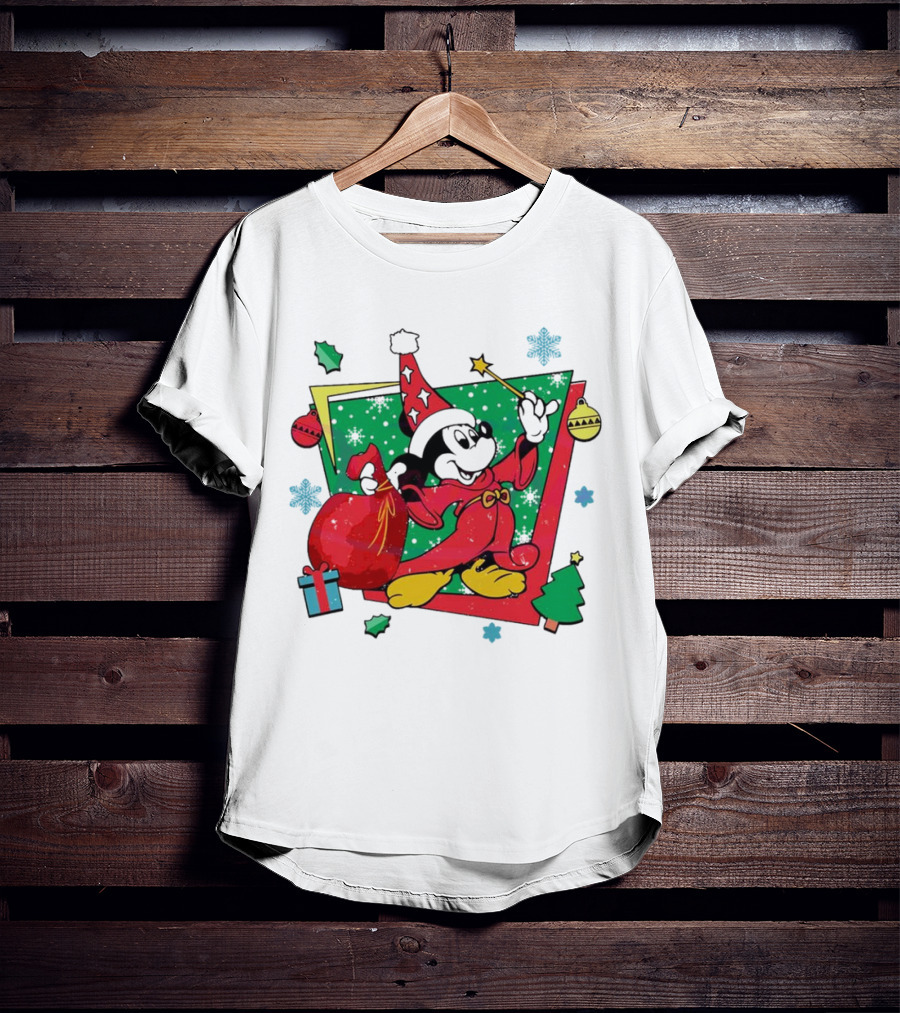 Mickey Sorcerers Apprentice Christmas 90s Magic Holiday T-Shirt