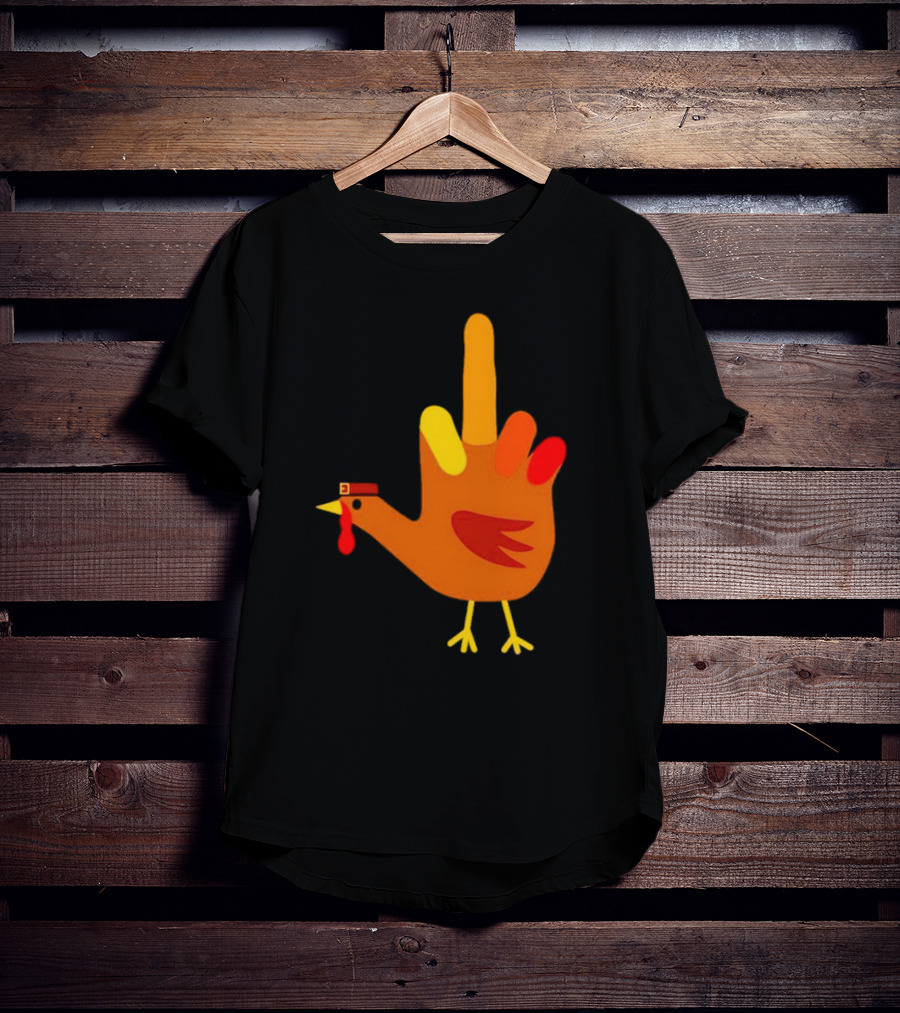 Thanksgiving Middle Finger Turkey Humor Hand Bird T-Shirt