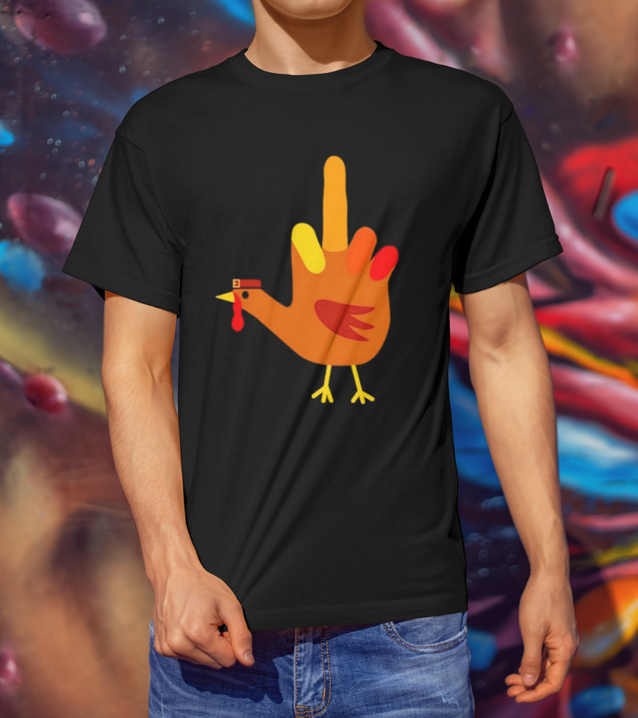 Thanksgiving Middle Finger Turkey Humor Hand Bird T-Shirt
