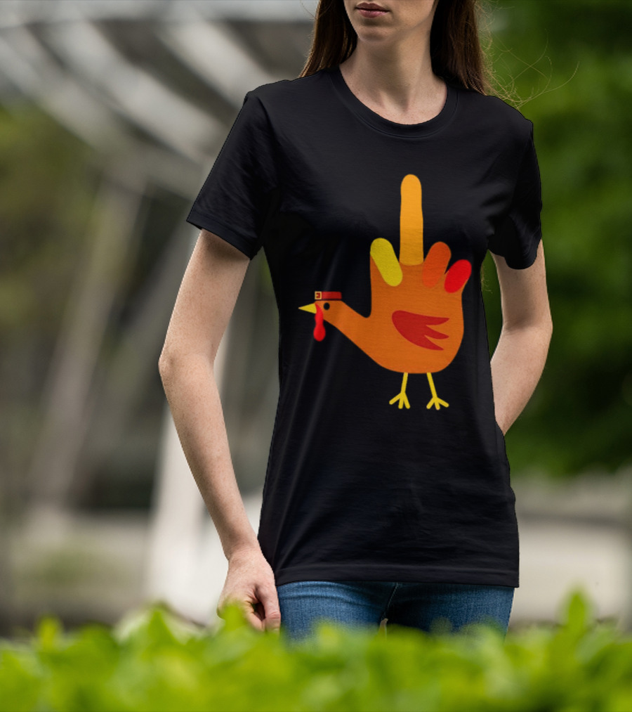 Thanksgiving Middle Finger Turkey Humor Hand Bird T-Shirt