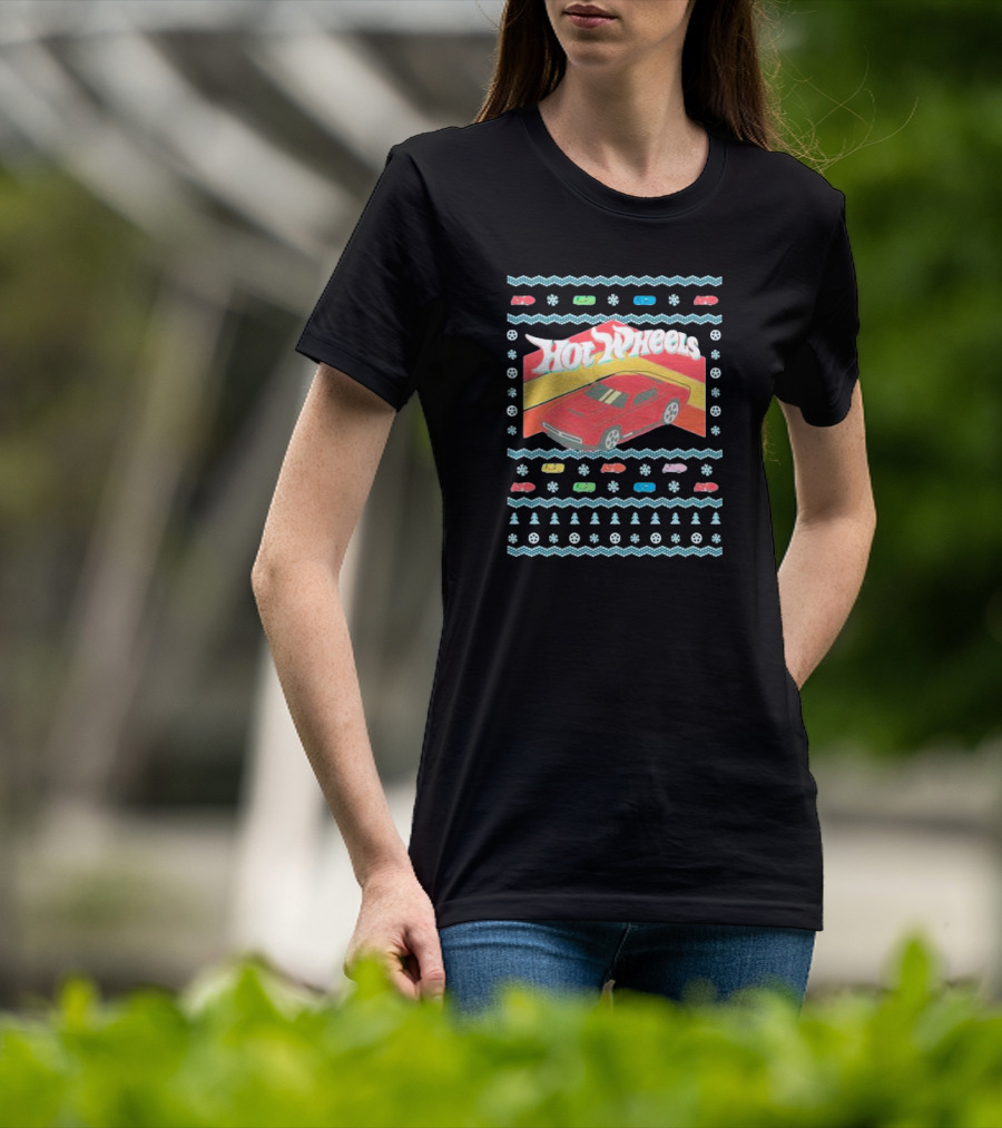 Hot Wheels Holiday Red Car Snowflake T-Shirt