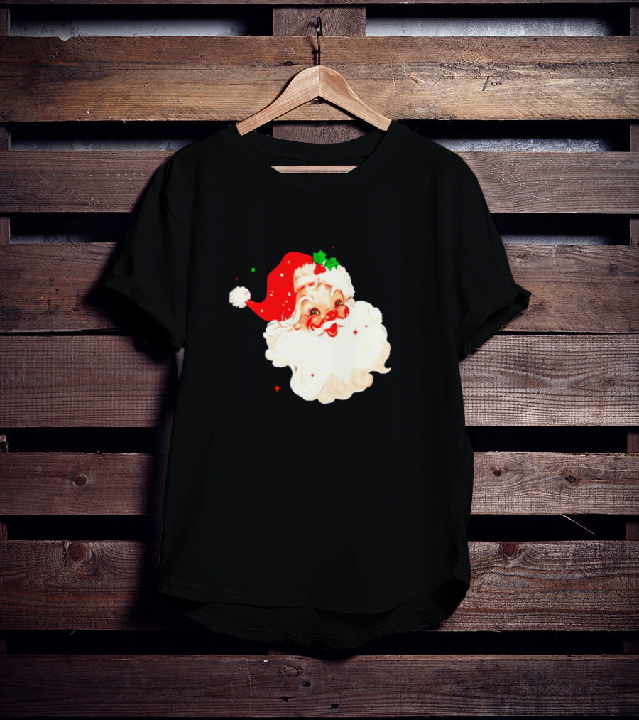 Santa Christmas Vintage Retro Style Holly Berries T-Shirt