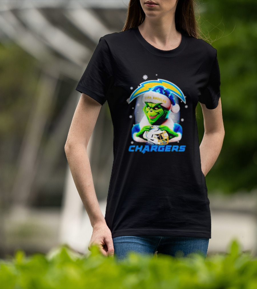 The Grinch Santa Los Angeles Chargers Christmas Holiday T-Shirt