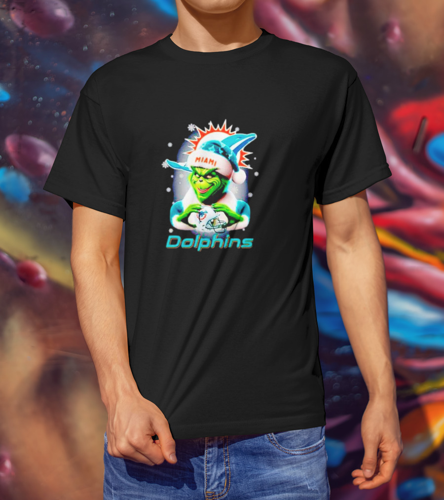 The Grinch Santa Miami Dolphins Christmas T-Shirt