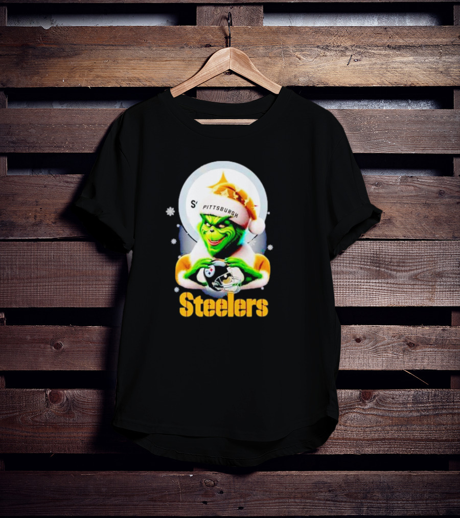 The Grinch Santa Steelers Christmas Pittsburgh Football Fan T-Shirt