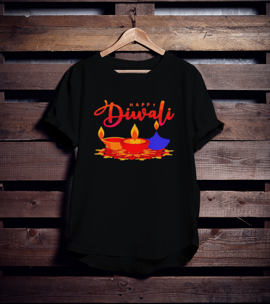Happy Diwali Festival Of Light With Colorful Diyas T-Shirt