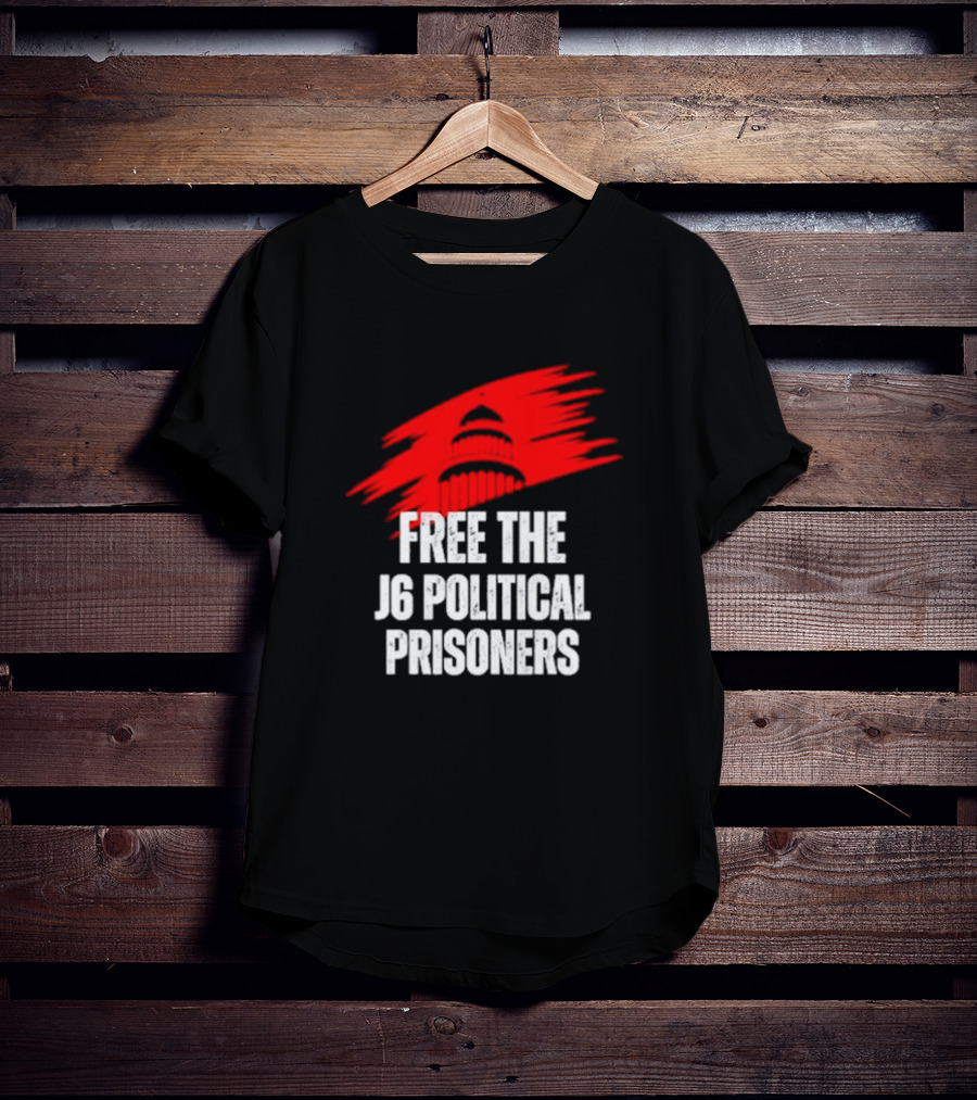 Free The J6 Political Prisoners Capitol Building Red Brushstroke T-Shirt