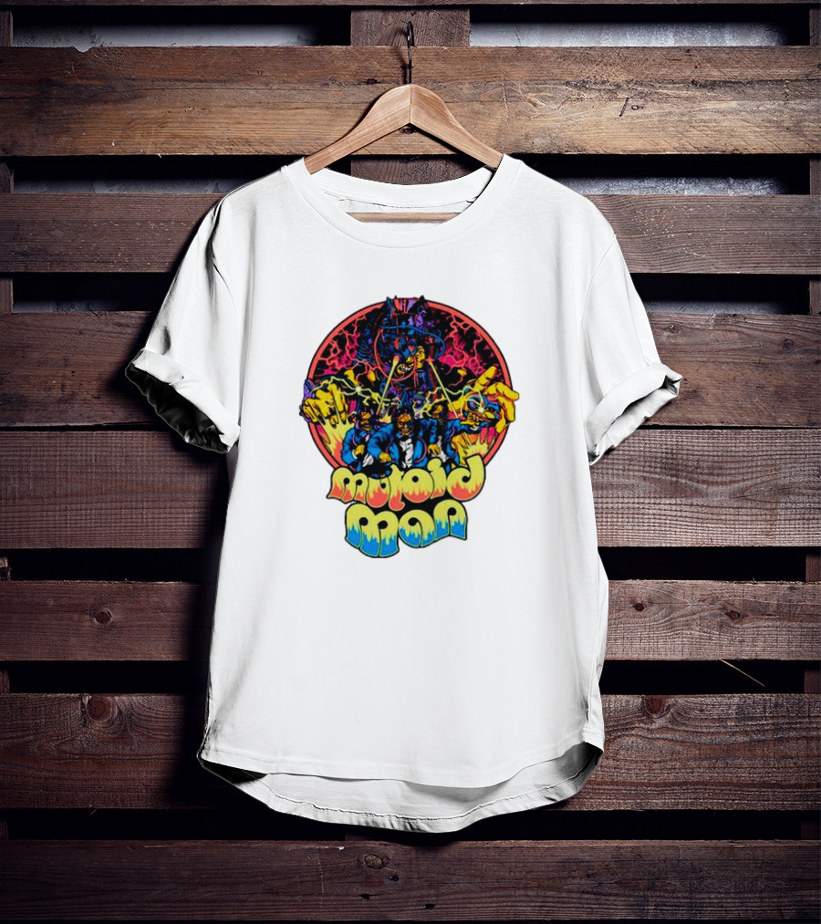 Mutoid Man CoTV Psychedelic Comic Style Superheroes With Lightning And Fiery Hands T-Shirt