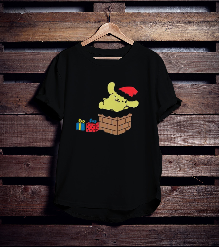 Pompompurin Christmas Chimney With Santa Hat And Presents T-Shirt