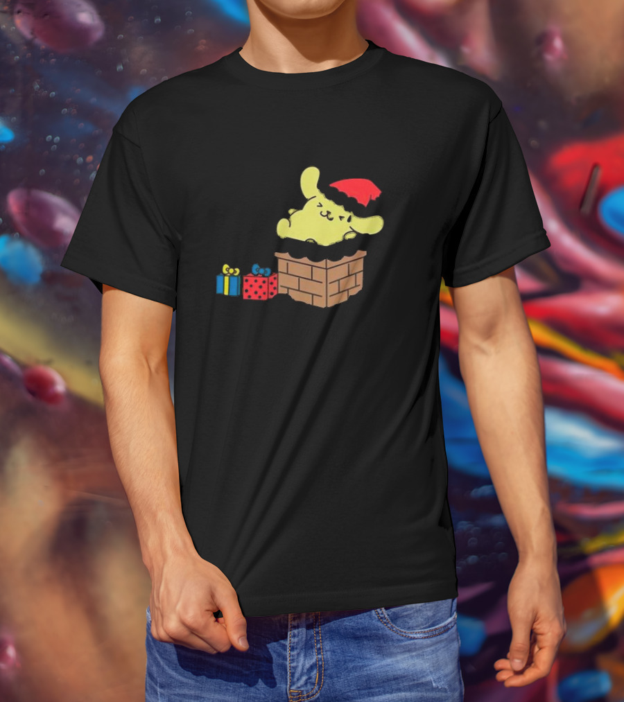 Pompompurin Christmas Chimney With Santa Hat And Presents T-Shirt