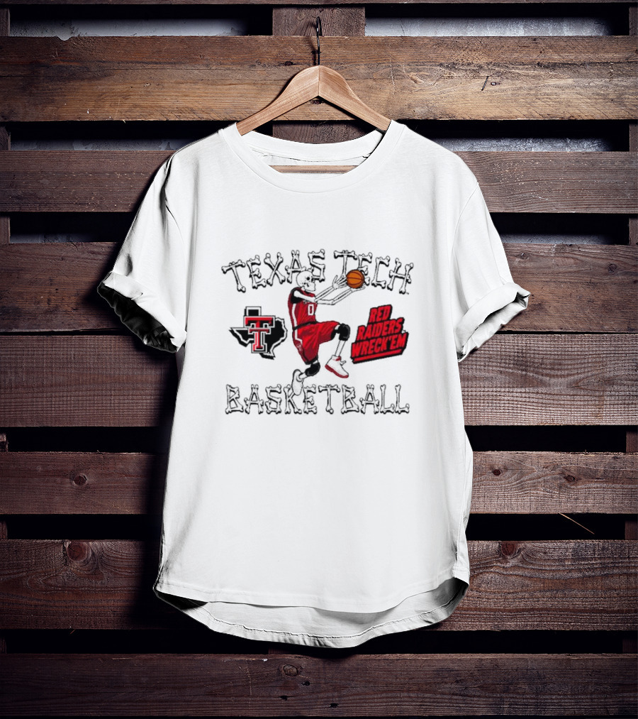 Texas Tech Basketball Red Raiders Wreck 'Em Skeleton Dunking T-Shirt