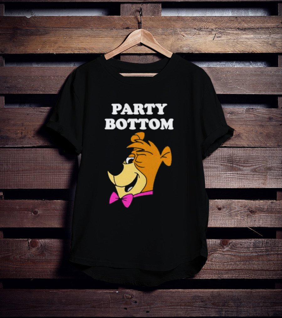 Yogi Bear Party Bottom Fun Cartoon Character With Pink Bow Tie T-Shirt