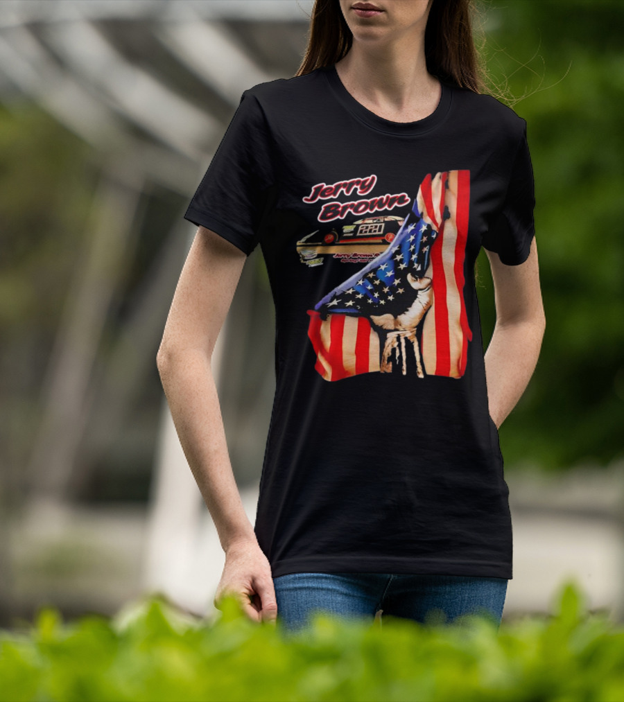 Jerry Brown Blood Inside Me American Flag Race Car 88 T-Shirt