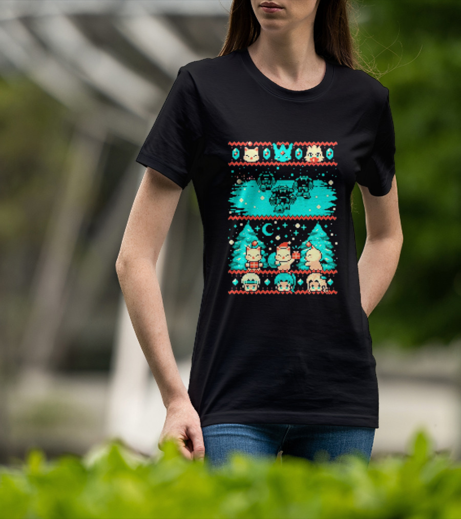 Esper Of Christmas 8-Bit Holiday Pixel Art With Festive Characters T-Shirt