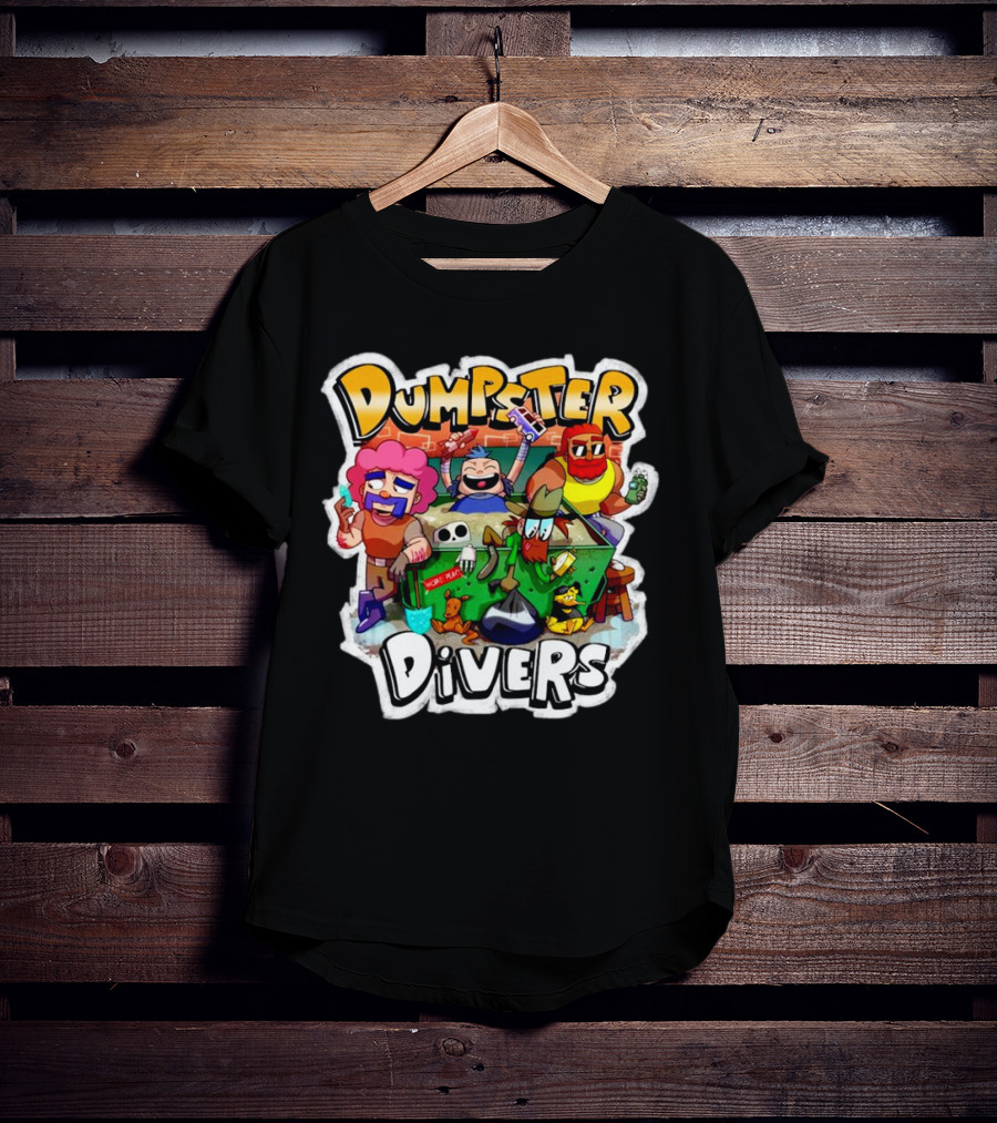 Dumpster Divers Cartoon Alley Fun With Funny Characters And Trash Can Antics T-Shirt