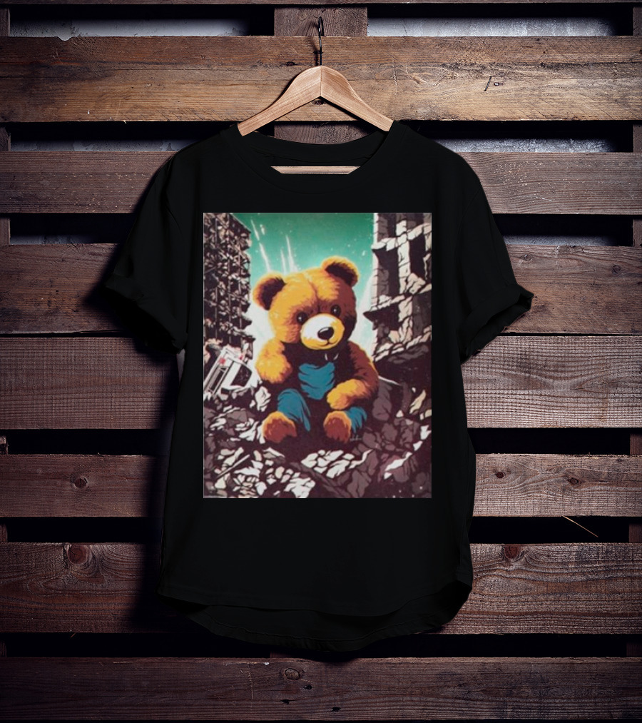 Ceasefire Now Teddy Bear In War-Torn Ruins T-Shirt