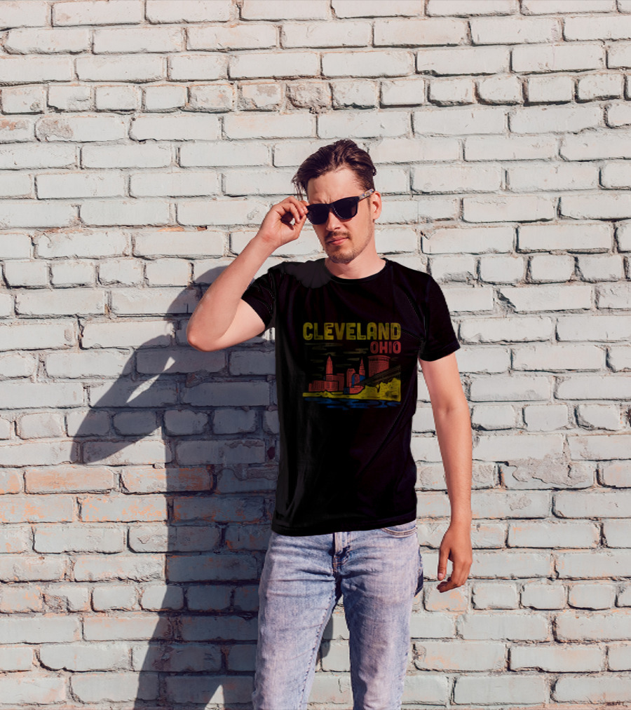 Cleveland Ohio Skyline Colorful Cityscape T-Shirt