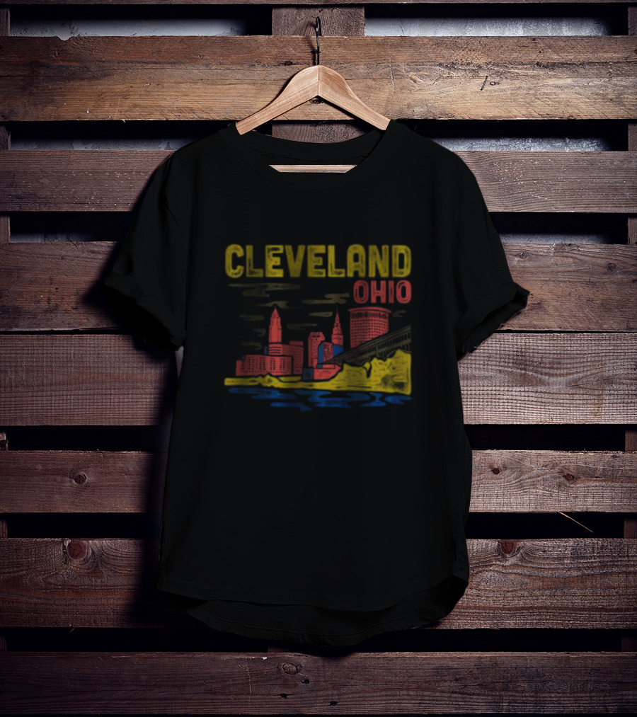 Cleveland Ohio Skyline Colorful Cityscape T-Shirt