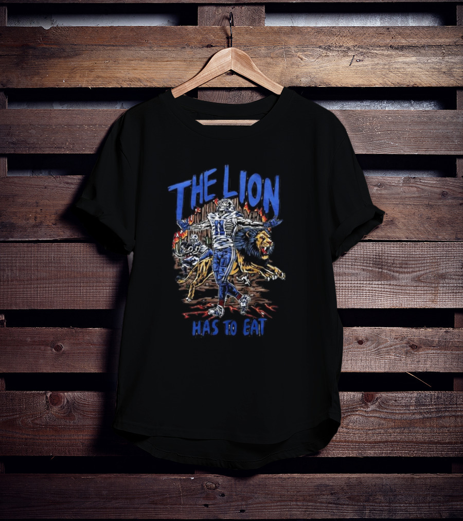 Detroit Lions The Lion Has To Eat Football Player And Fierce Animal T-Shirt